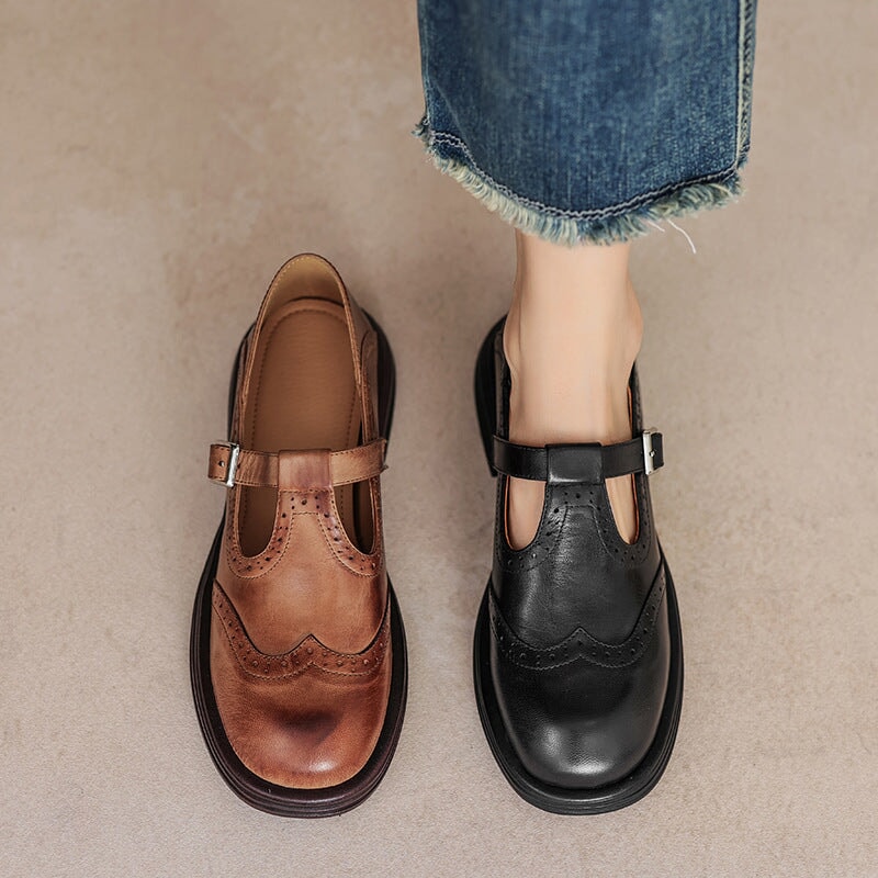 Women's Mary Jane Shoes Closed Toe Buckle Strap