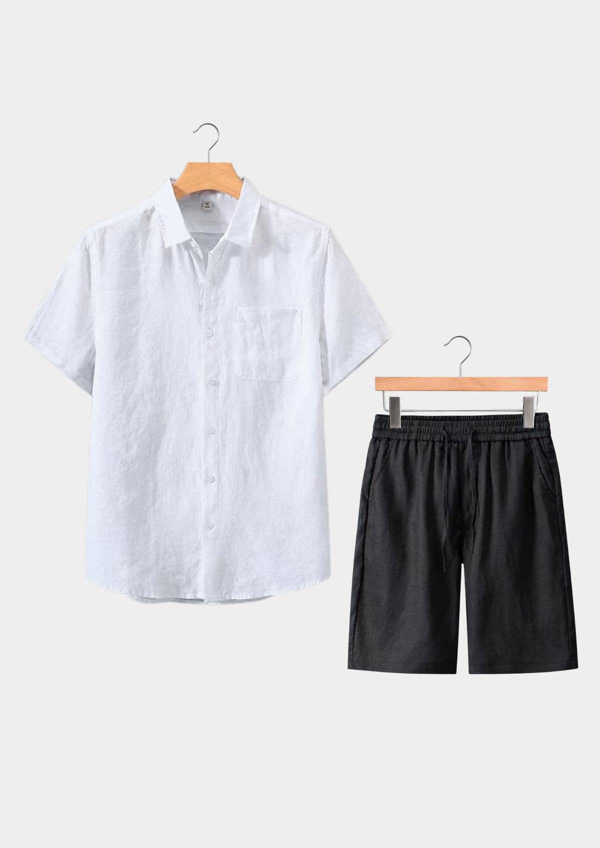 Men's Linen Summer Shirt Shorts Set