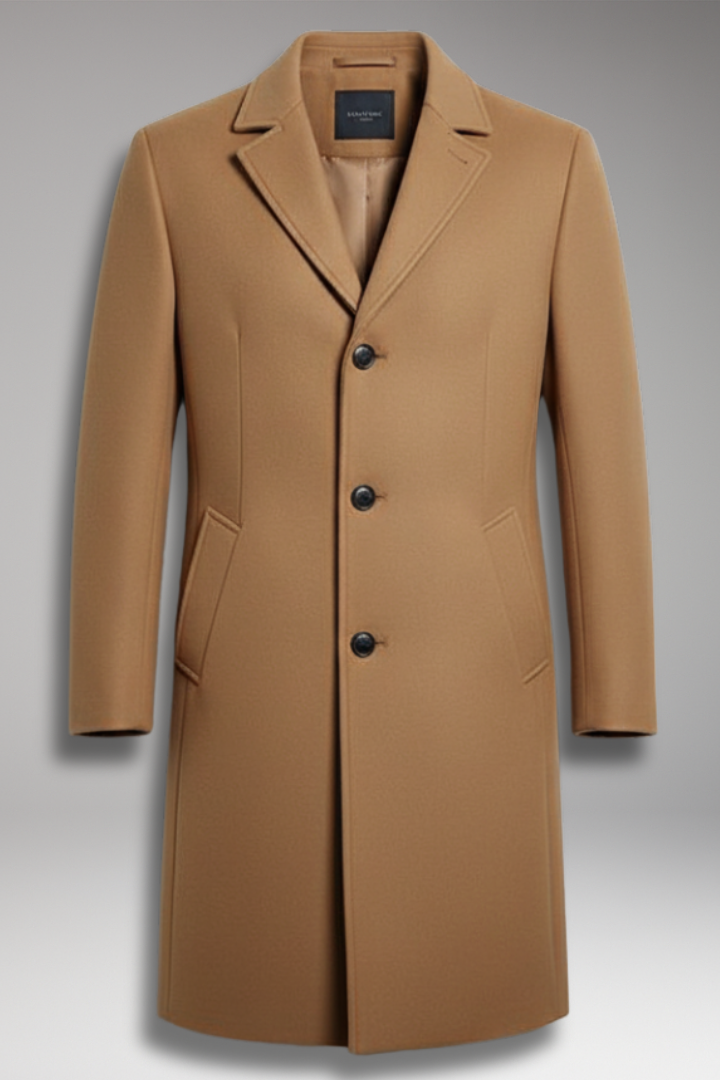 Men's Notch Lapel Coat Buttons Mid-Length