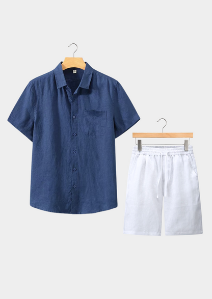 Men's Linen Shirt And Shorts Set
