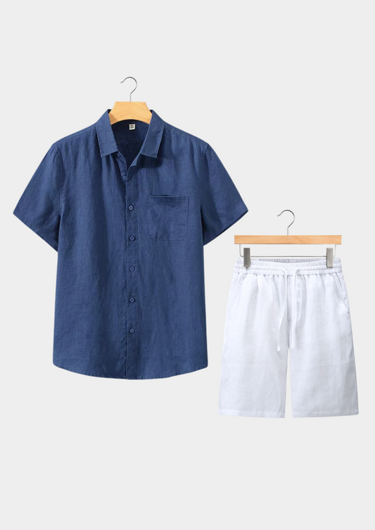 Men's Linen Shirt And Shorts Set
