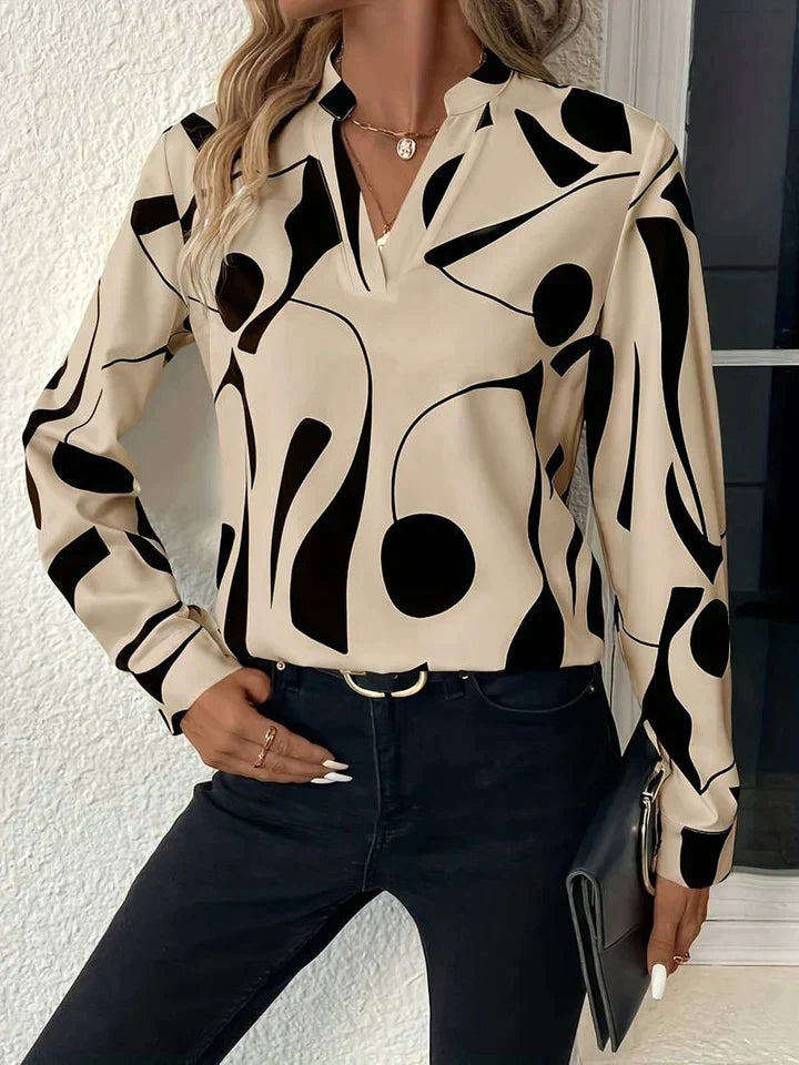 Michele Women's Printed Long Sleeve Blouse