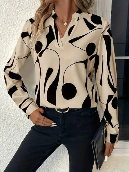 Michele Women's Printed Long Sleeve Blouse