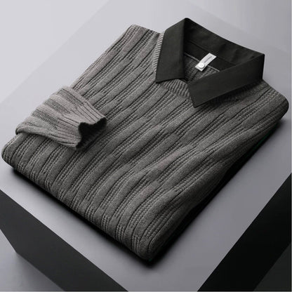 Men's Textured Collared Sweater