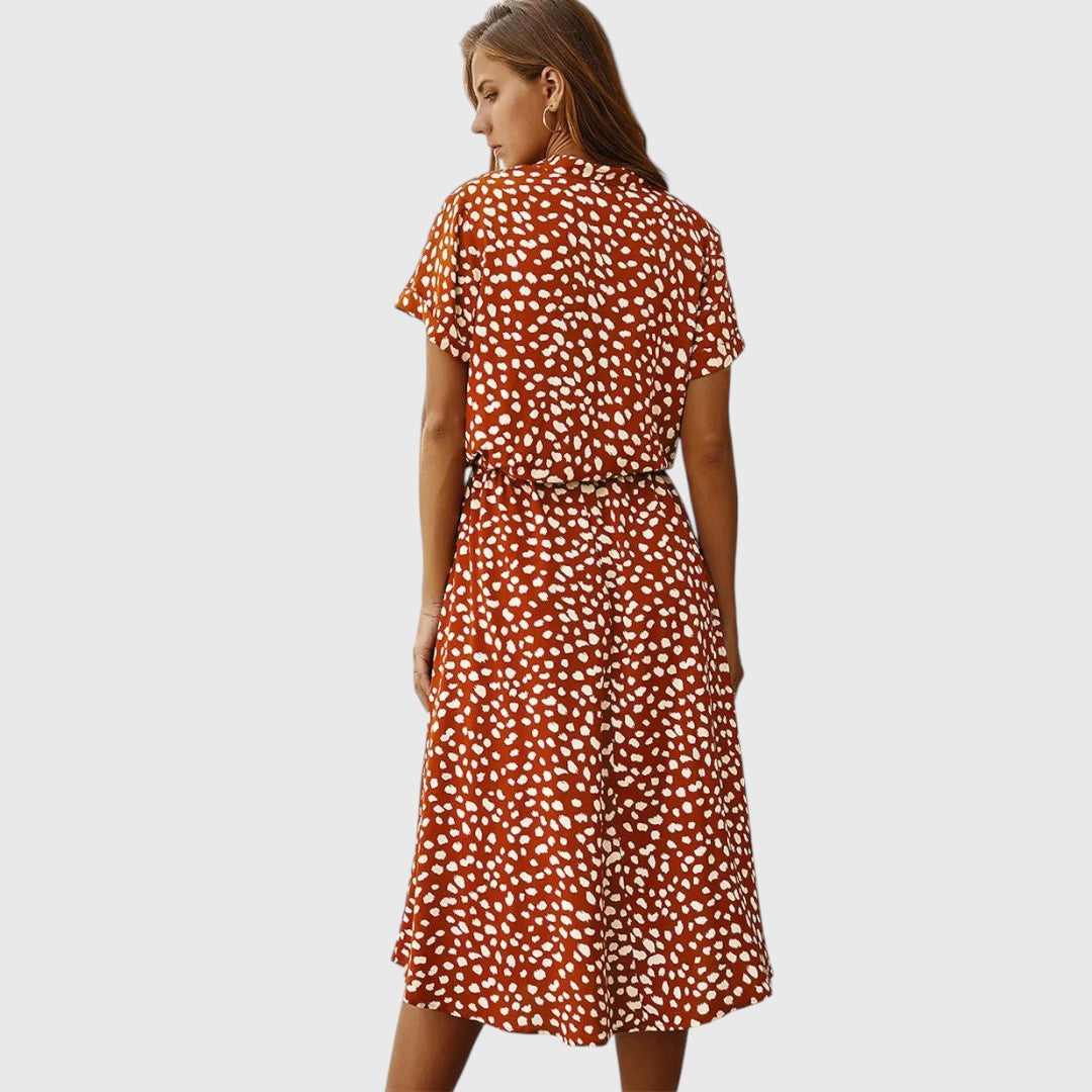 Printed Button-Front Midi Dress