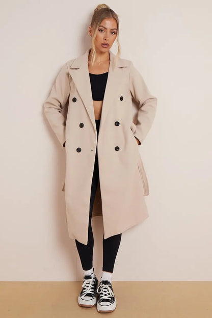 Naomi Women's Double Breasted Long Wool Coat