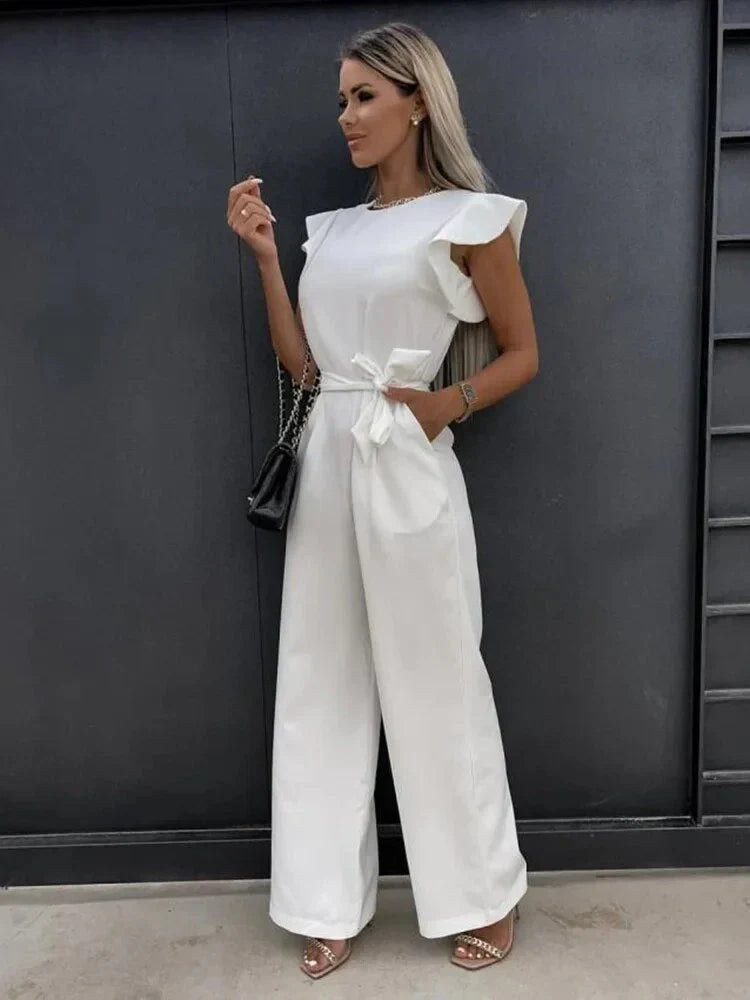 Women's Wide Leg Tie Waist Jumpsuit