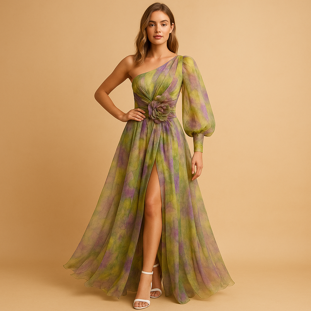 Women's One Shoulder Maxi Dress Split Beach Style