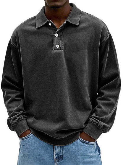 Aaron | Men’s Vintage Style Long Sleeve Polo Shirt