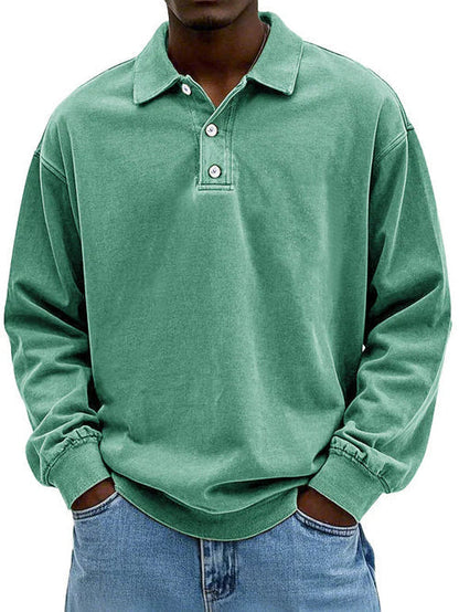 Aaron | Men’s Vintage Style Long Sleeve Polo Shirt