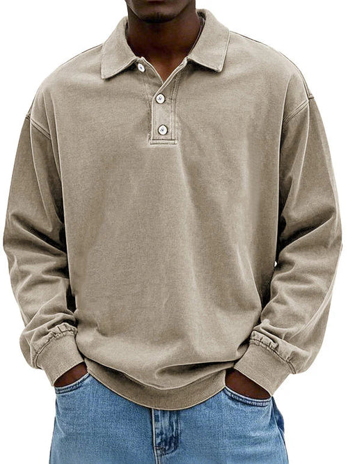 Aaron | Men’s Vintage Style Long Sleeve Polo Shirt