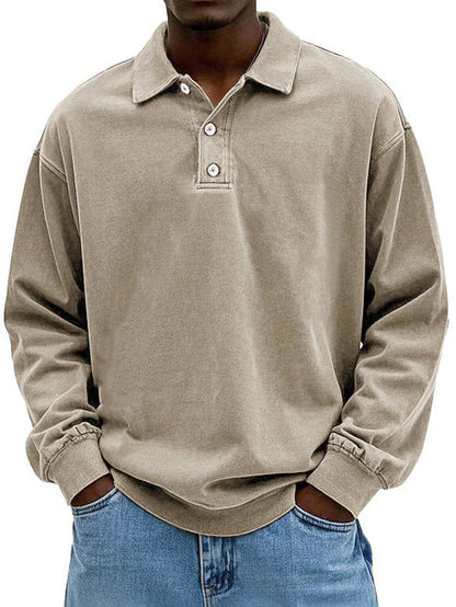 Aaron | Men’s Vintage Style Long Sleeve Polo Shirt