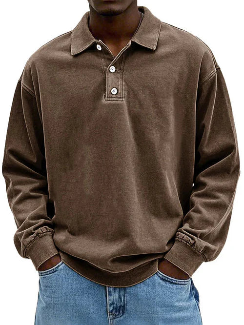 Aaron | Men’s Vintage Style Long Sleeve Polo Shirt