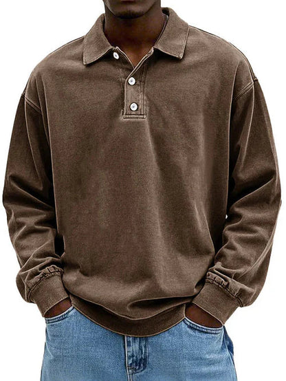 Aaron | Men’s Vintage Style Long Sleeve Polo Shirt