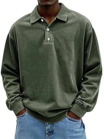 Aaron | Men’s Vintage Style Long Sleeve Polo Shirt
