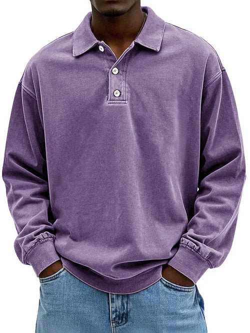 Aaron | Men’s Vintage Style Long Sleeve Polo Shirt