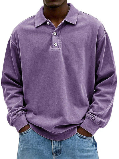 Aaron | Men’s Vintage Style Long Sleeve Polo Shirt