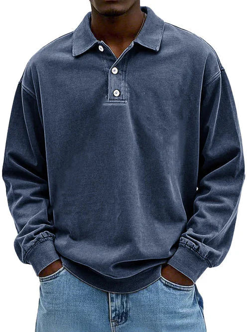 Aaron | Men’s Vintage Style Long Sleeve Polo Shirt