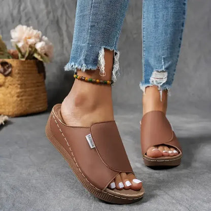 Women's Mesh Leather Sandals Arched Footbed