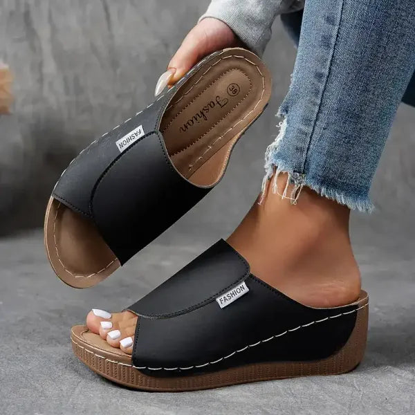 Women's Mesh Leather Sandals Arched Footbed