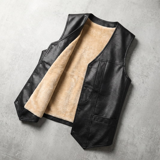 Nado Mens Fleece Lined Leather Vest