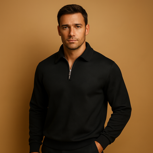 Men's Quarter Zip Polo Sweater