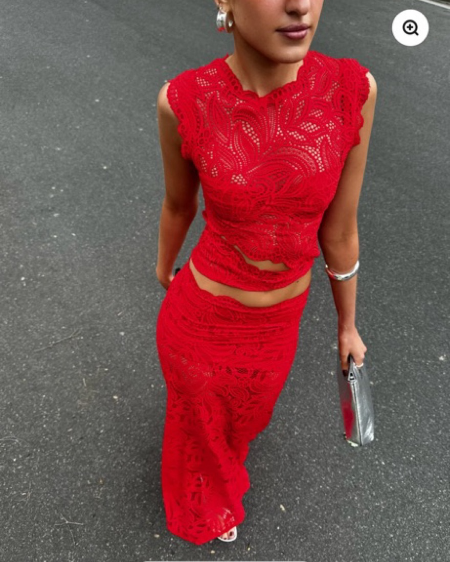 Women's Lace Sleeveless Two Piece Set