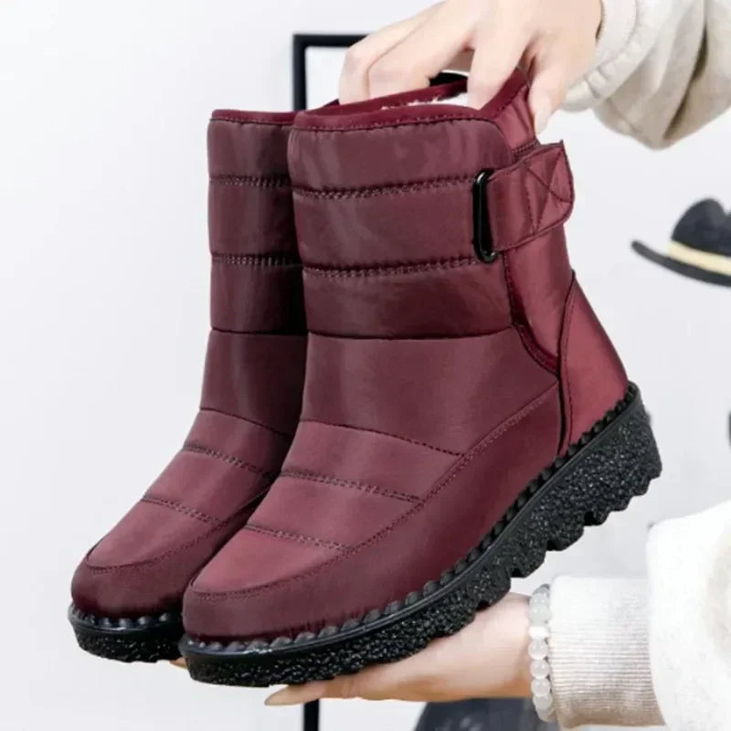 Women's Ankle Boots Leather Side Strap Winter Brown