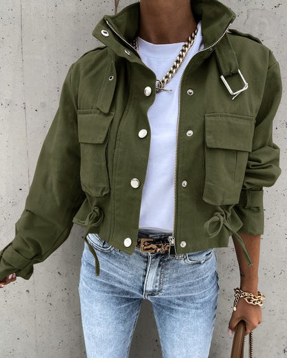 Women's Cropped Button Down Jacket