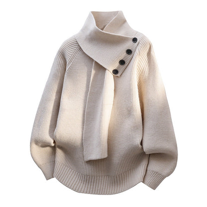 Women's Sweater Soft Scarf Neck Design