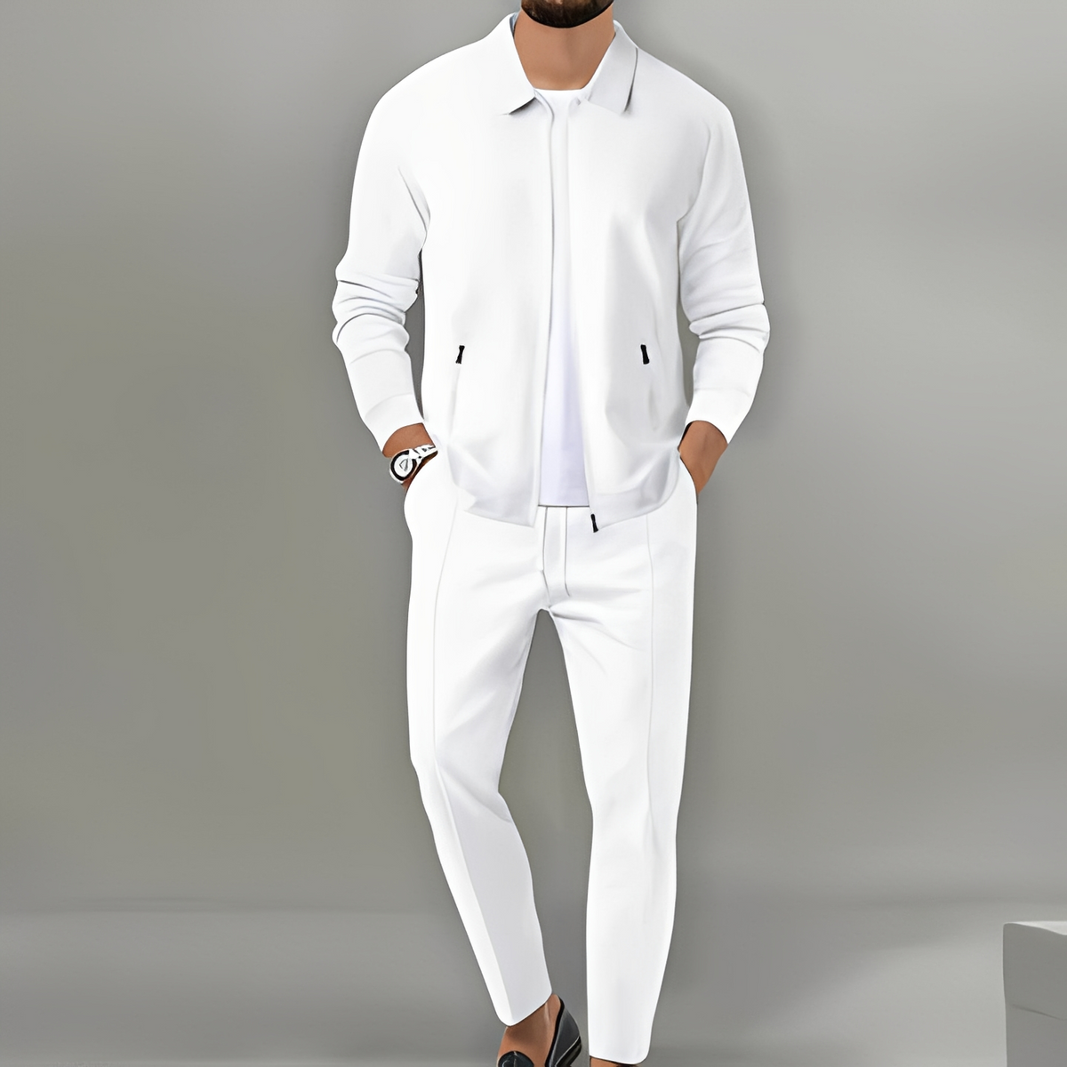 Men's Zip Up Jacket Suit Set