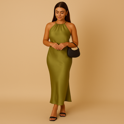 Women's Long Sleeve Satin Wrap Dress