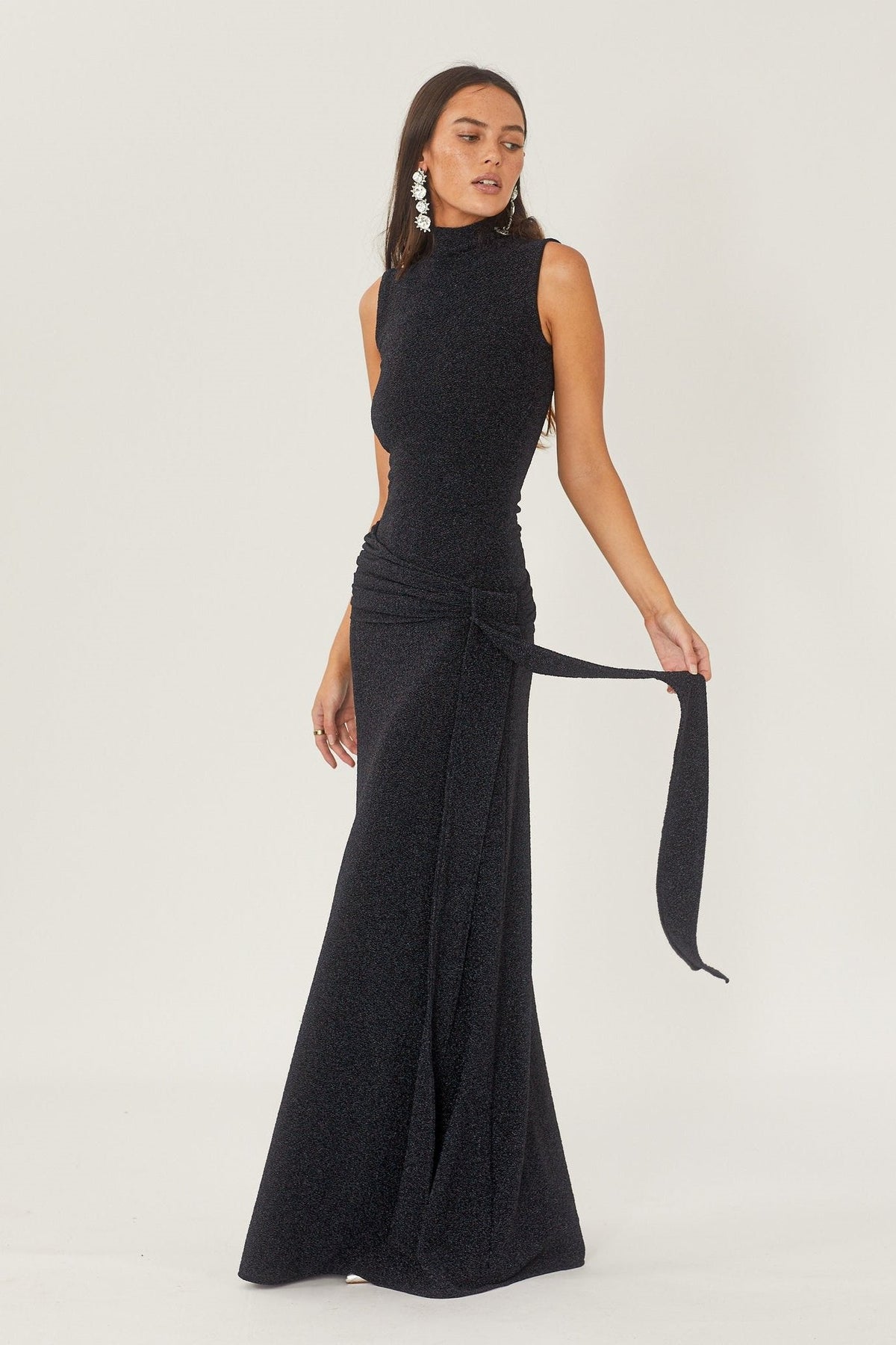 Women's Maxi Dress Metallic Ribbon Detail