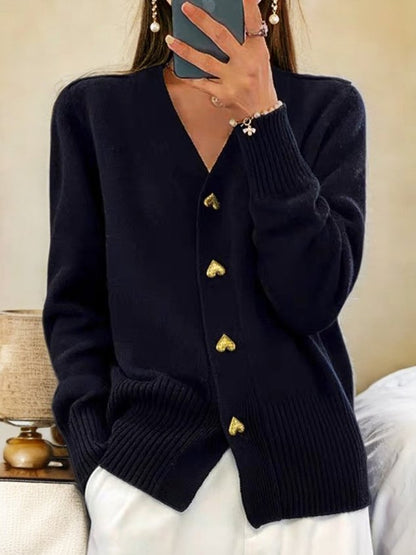 Women's Wool Knit Cardigan Button Front Warm Winter