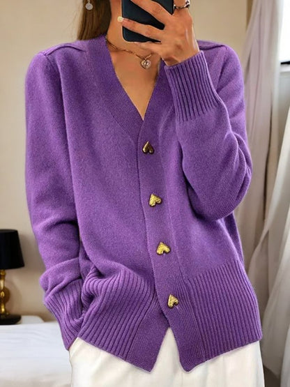 Women's Wool Knit Cardigan Button Front Warm Winter