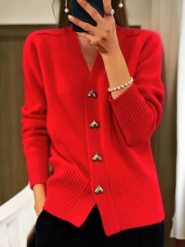 Women's Wool Knit Cardigan Button Front Warm Winter
