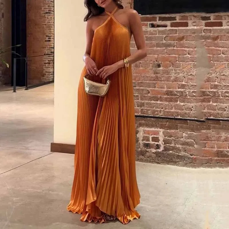 Women's Halter A-Line Maxi Dress