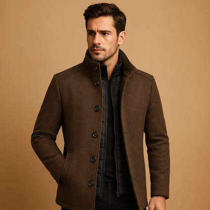 Men's Mandarin Collar Winter Coat Tailored