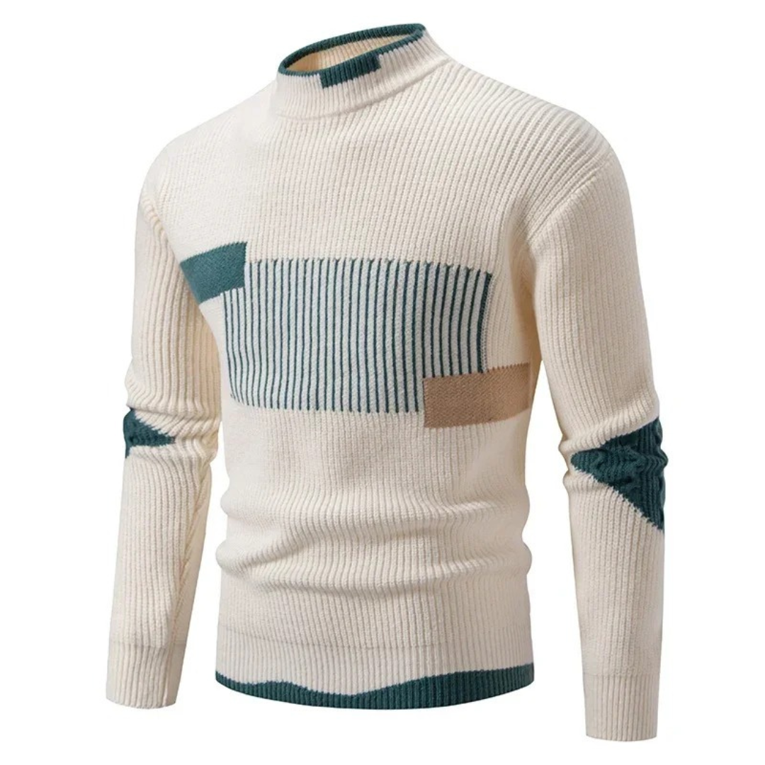 Men's Long Sleeve Patchwork Sweater