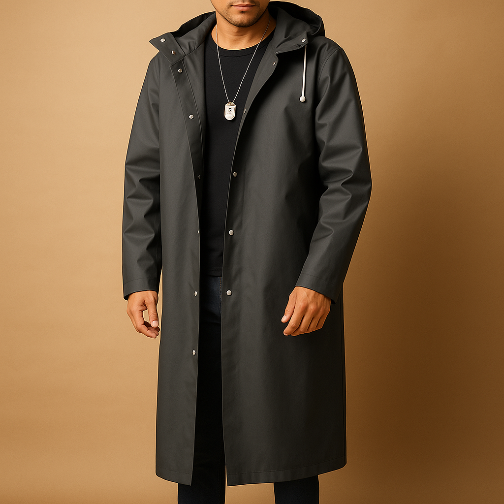 Men's Waterproof Long Raincoat