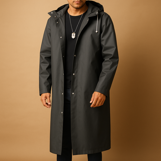 Men's Waterproof Long Raincoat
