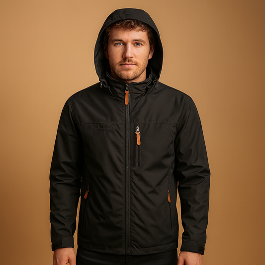Mens Waterproof Rain Jacket Adjustable Hood