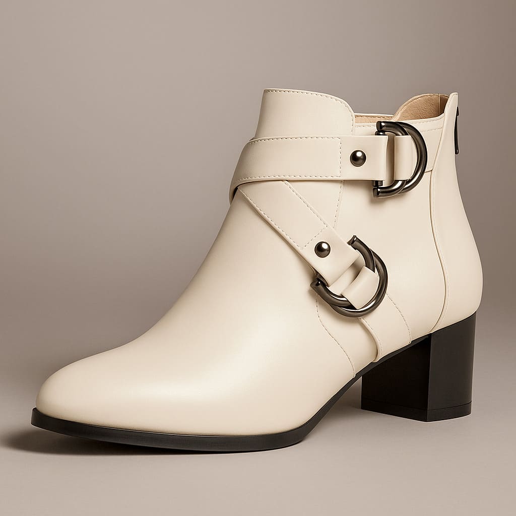 Women’s Heeled Ankle Boots with Buckle Strap
