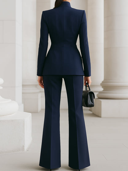 Women's Fitted Long Sleeve Blazer Suit Set