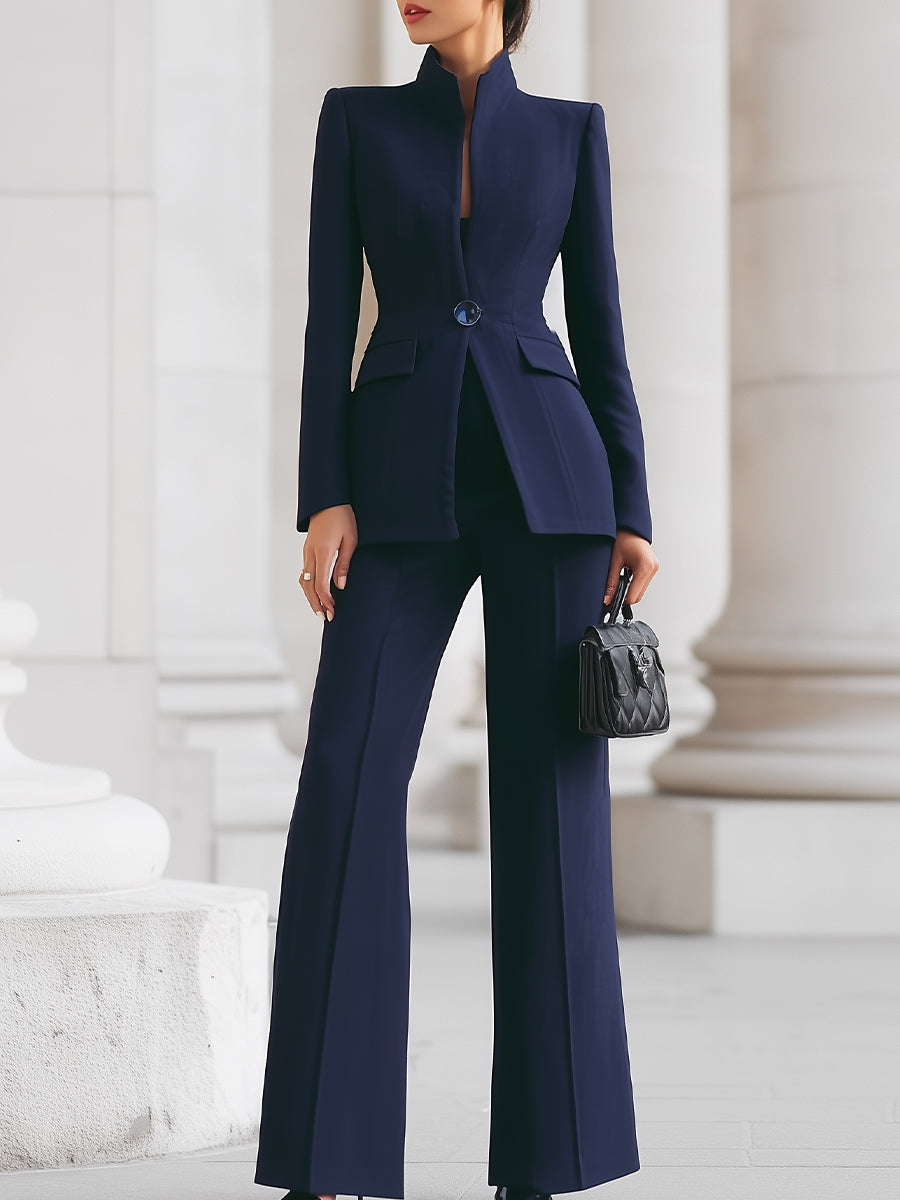 Women's Fitted Long Sleeve Blazer Suit Set