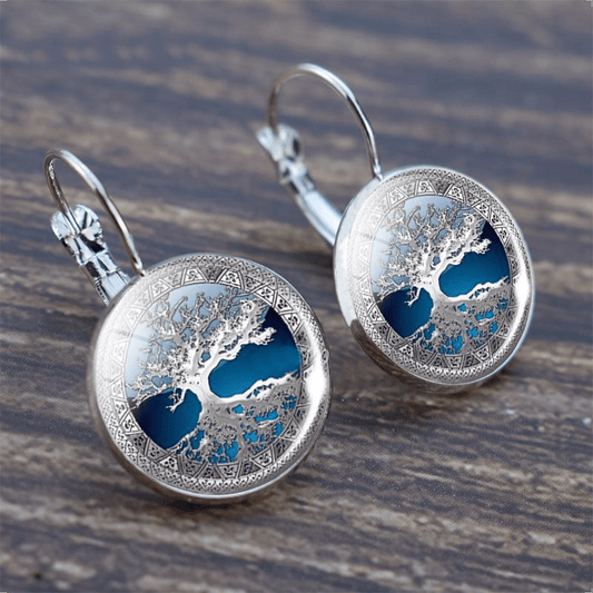 Silver Tree Of Life Hoop Earrings